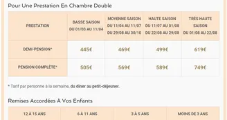 Village vacances - CHAMBRE DOUBLE - tarifs 2026