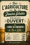 Bar l'agriculture - Affiche horaires - Entrains sur Nohain